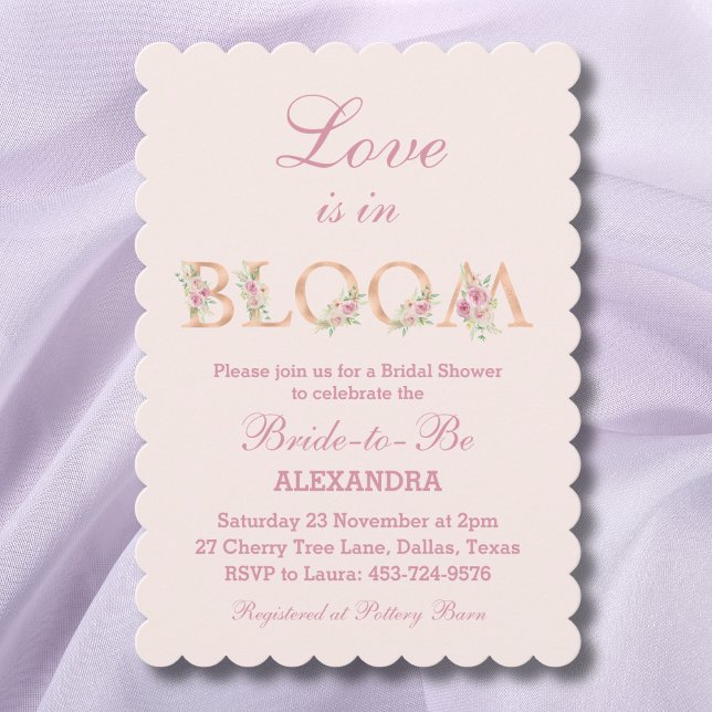 Blush Pink Bläschen Liebe ist in Bloom Brautparty Einladung (Von Creator hochgeladen)