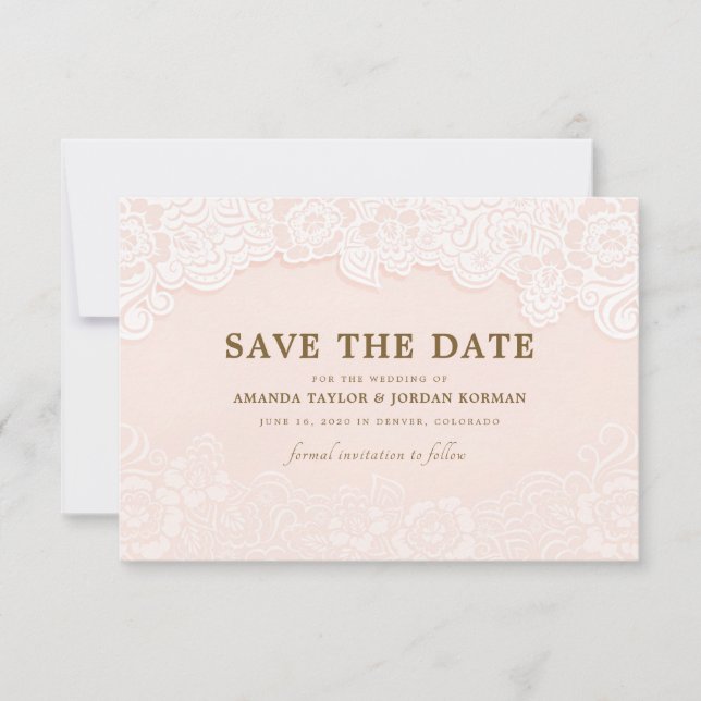 Blush Pink Bläserne Hochzeit speichern das Datum Save The Date (Vorderseite)