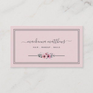  Blush Pink Bläserne Signatur Script Haare Stilli Visitenkarte
