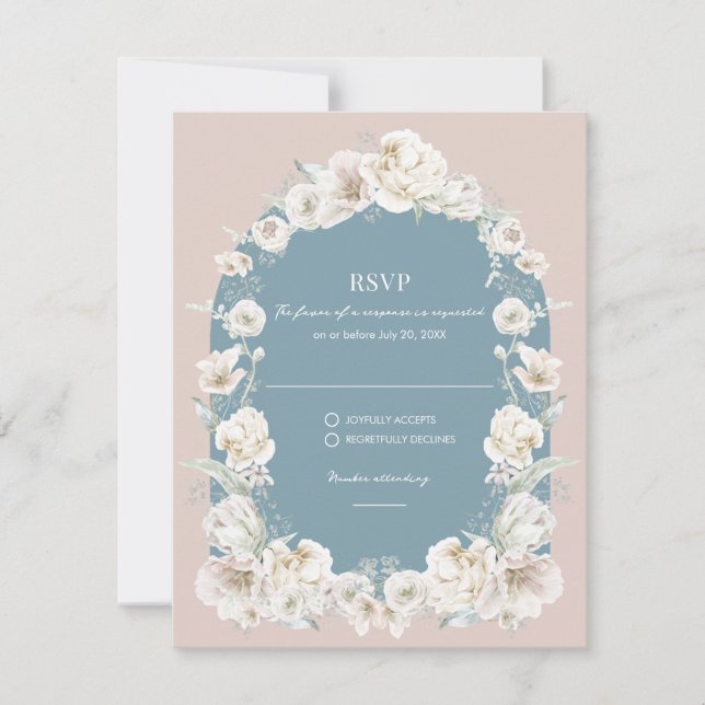 Blush Pink Blauer Blumengarten Hochzeitsfeier UAWG RSVP Karte (Vorderseite)