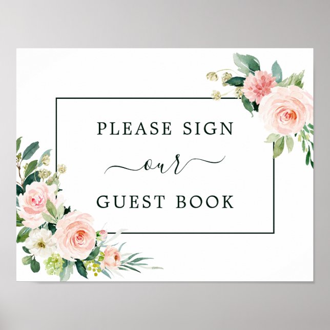 Blush Pink Bloom Guest Book Sign Poster (Vorne)