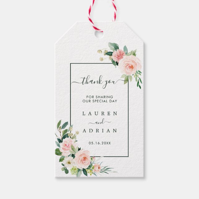 Blush Pink Bloom Hochzeit Danke, dass du dafür ges Geschenkanhänger (Vorderseite)