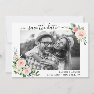 Blush Pink Bloom Save the Date Fotokarte