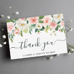 Blush Pink Bloom Wedding Danke Karte<br><div class="desc">Diese Dankeschön-Karte zeigt farbenfrohe Blume in Rosa,  Weiß und Grün. Für eine weiter gehende Anpassung dieses Designs klicken Sie bitte auf den Link "Weitere Anpassung". Matching-Elemente sind ebenfalls verfügbar.</div>