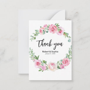 Blush Pink Bloom Wedding Danke Mitteilungskarte