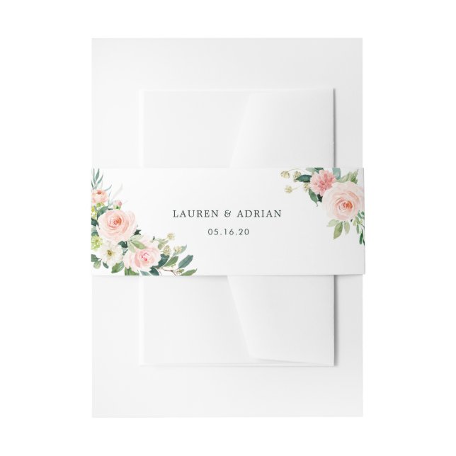 Blush Pink Bloom Wedding Einladungsbanderole (Vorderseite Beispiel)