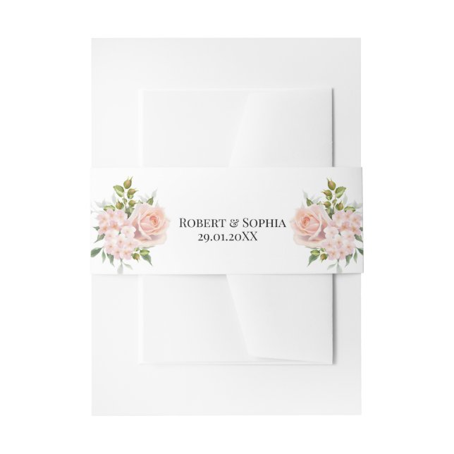 Blush Pink Bloom Wedding Einladungsbanderole (Vorderseite Beispiel)