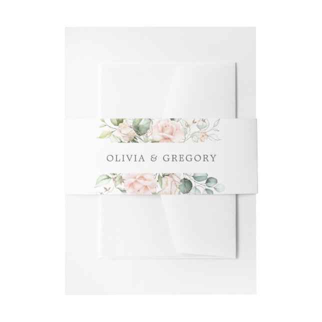 Blush Pink Bloom Wedding Einladungsbanderole (Vorderseite Beispiel)