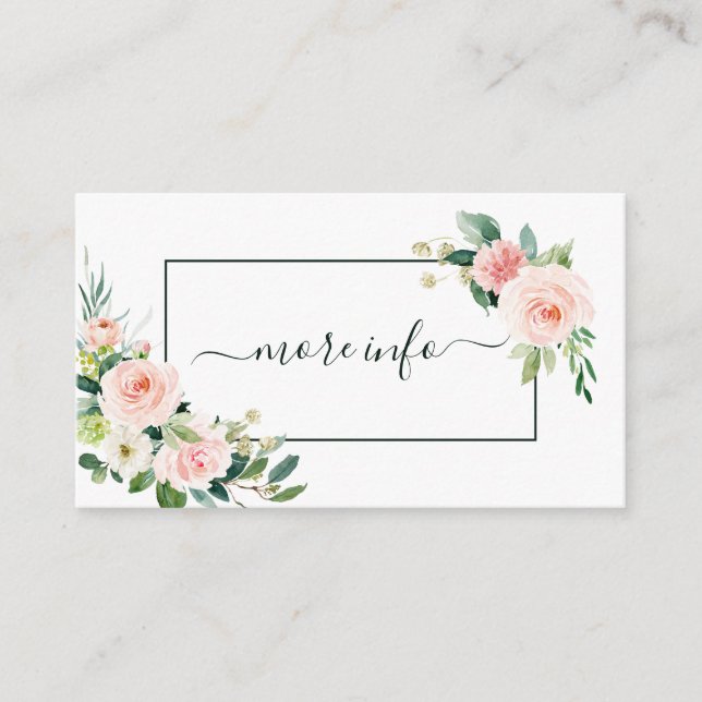 Blush Pink Bloom Wedding Mehr Infos Begleitkarte (Vorderseite)
