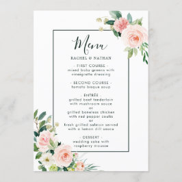 Blush Pink Bloom Wedding Menükarte