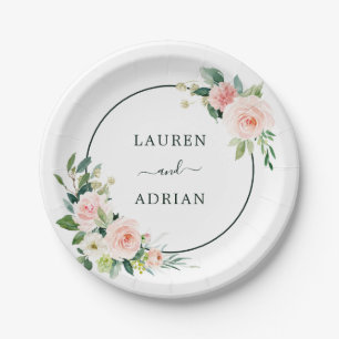 Blush Pink Bloom Wedding Pappteller
