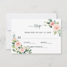Blush Pink Bloom Wedding RSVP Card Karte