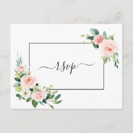 Blush Pink Bloom Wedding RSVP Einladungspostkarte