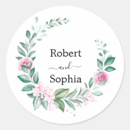 Blush Pink Bloom Wedding Runder Aufkleber