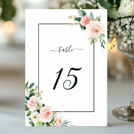Blush Pink Bloom Wedding Tischnummer