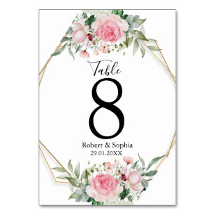 Blush Pink Bloom Wedding Tischnummer