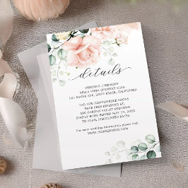 Blush Pink Blooms Wedding Details Enclosure Card Begleitkarte