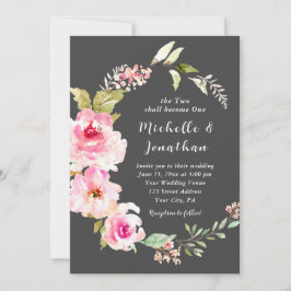Blush Pink Bloral auf Christlicher Hochzeit Einladung
