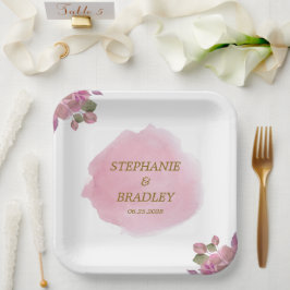 Blush Pink Bloral Botanisches Elegantes Ambiente M Pappteller