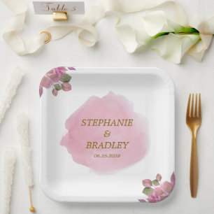 Blush Pink Bloral Botanisches Elegantes Ambiente M Pappteller