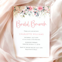 Blush Pink Bloral Bridal Brunch Einladung
