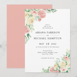 Blush Pink Bloral Hochzeit Einladung 4196