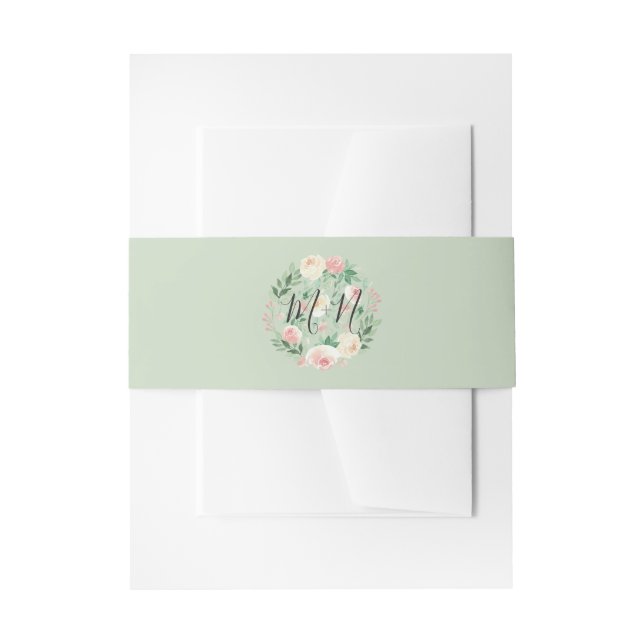 Blush Pink Bloral Hochzeit Einladung Bauchband Einladungsbanderole (Vorderseite Beispiel)
