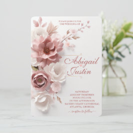 Blush Pink Bloral Hochzeit Einladung Weiße Blume