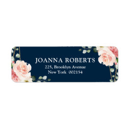 Blush Pink Bloral Navy Geometric Botanical Wedding