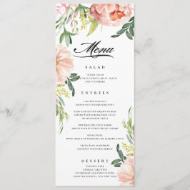 Blush Pink Bloral Peony Wedding Menü Menükarte