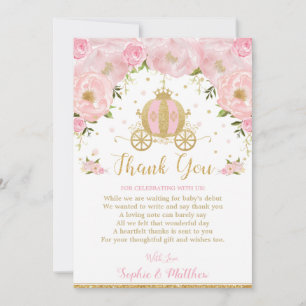 Blush Pink Bloral Princess Babydusche Dankeskarte