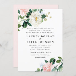 Blush Pink Bloral Wedding Einladung