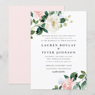 Blush Pink Bloral Wedding Einladung
