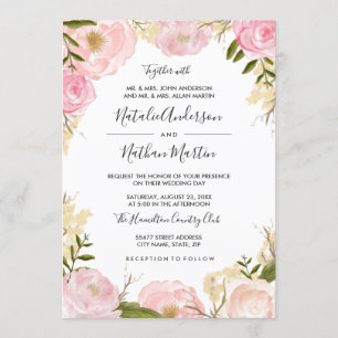 Blush Pink Bloral Wedding Einladung