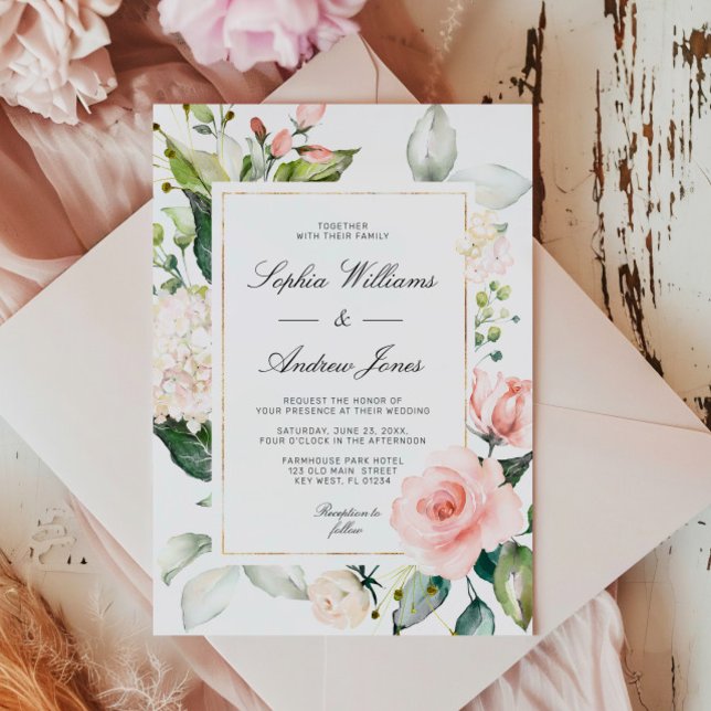 Blush Pink Bloral Wedding Einladung (Von Creator hochgeladen)