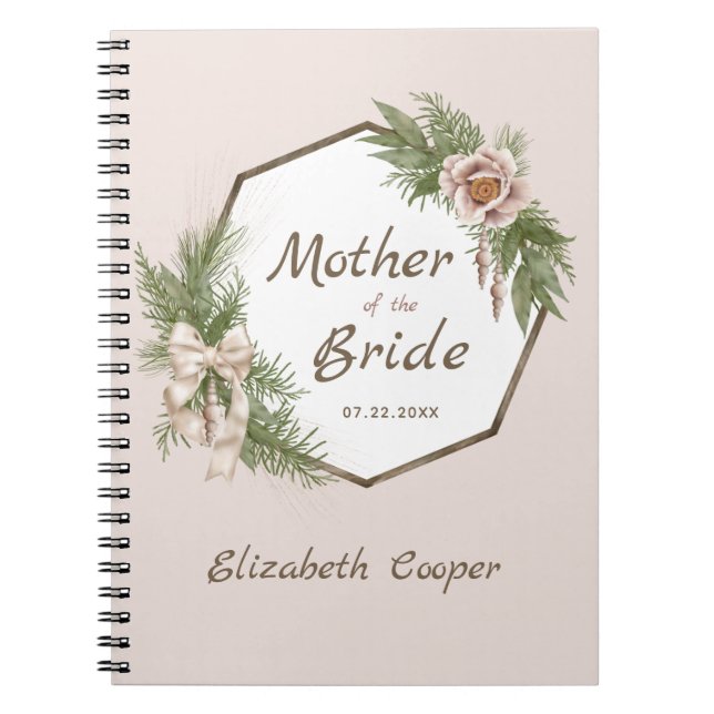 Blush Pink Bloral Wreath Mutter der Braut Notizblock (Vorderseite)