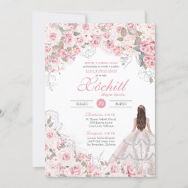 Blush Pink Blossom Elegantes Quinceanera Einladung