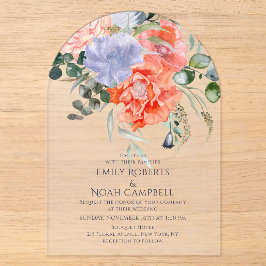 Blush Pink & Blue Aquarellfarben Blumenzehen Acryleinladungen