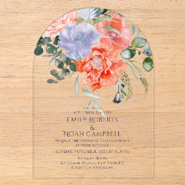 Blush Pink & Blue Aquarellfarben Blumenzehen Acryleinladungen