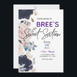 Blush Pink & Blue Botanical Floral Sweet 16 Party Einladung<br><div class="desc">für jedes Ereignis anpassen</div>