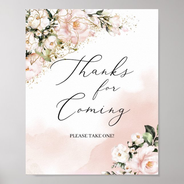 Blush pink Blues Gold Boho Danke für das kommende  Poster (Vorne)