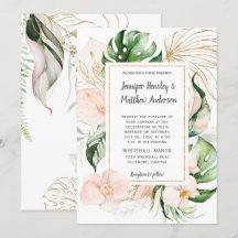 Blush Pink Blues Gold Rahmen Tropische Hochzeit