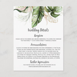 Blush Pink Blues Gold Tropische Grüne Hochzeit Begleitkarte
