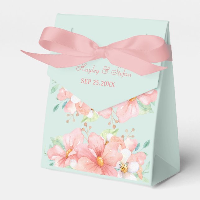 Blush Pink Blues Hochzeit Geschenkschachtel (Vorderseite)