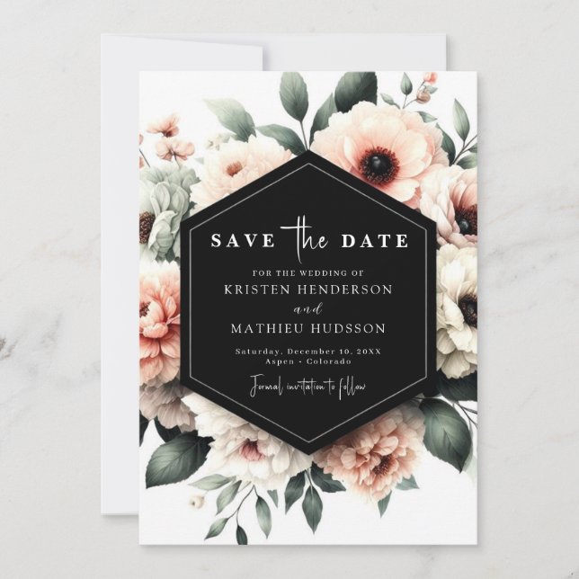 Blush Pink Blues Hochzeit Save The Date (Vorderseite)