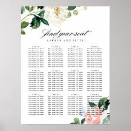 Blush Pink Blues Hochzeitsdiagramm Poster