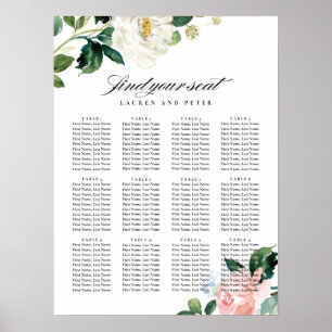 Blush Pink Blues Hochzeitsdiagramm Poster