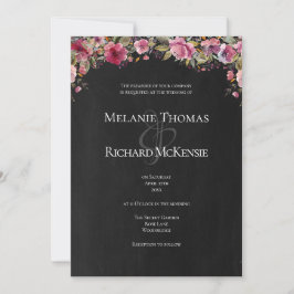 Blush Pink Blues Hochzeitsempfang mit Chalkboard Einladung