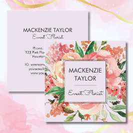Blush Pink Blume Bloral Bouquet Quadratische Visitenkarte