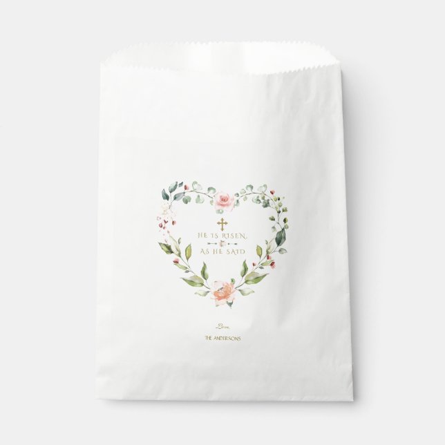 Blush Pink Blume Er ist Gold Oster Rised Geschenktütchen (Vorderseite)
